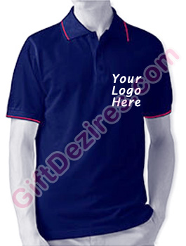 Designer Navy Blue and Red Color Printed Logo T Shirts